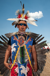 A performer poses dressed in his regalia at Pow Wow in the Pines 2010.